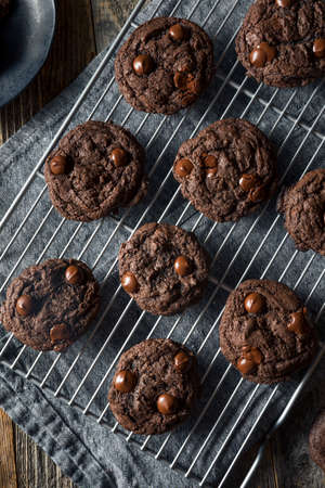 Homemade Dark Double Chocolate Chip Cookies Ready to Eat