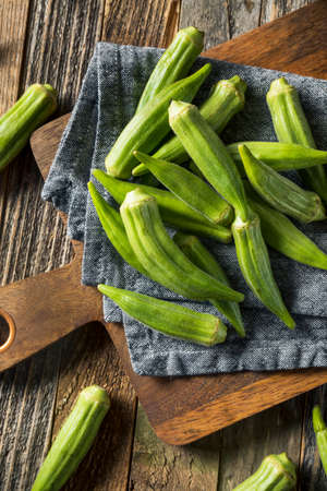 Raw Green Organic Okra Vegetables Ready to Cook