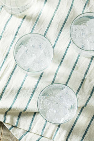 Fresh Spring Sparkling Water with Ice in a Glass