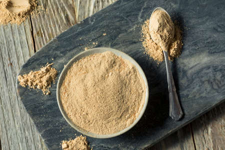 Dry Organic Maca Powder Superfood in  a Bowlの写真素材
