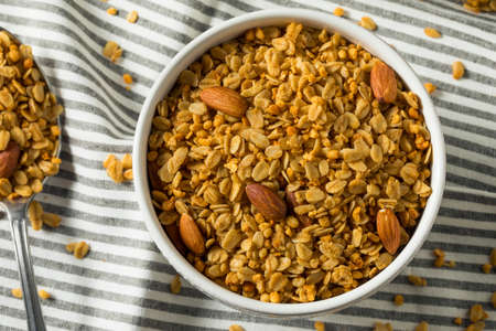 Homemade Baked Honey Almond Granola in a Bowlの写真素材