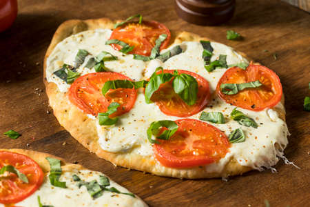 Mozarella Basil and Tomato Flatbread PIzza on Naan Bread