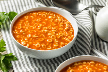 Healthy Alphabet Soup in Tomato Sauce  Ready to Eatの写真素材