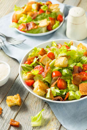 Healthy BLT Salad with Croutons and Dressingの写真素材