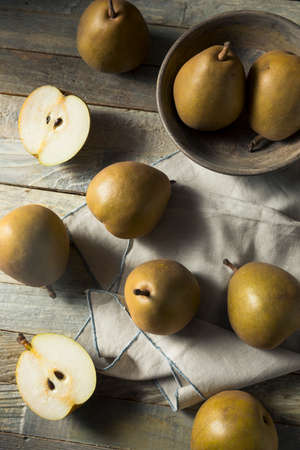 Raw Organic Brown Angelys Pears Ready to Eatの写真素材