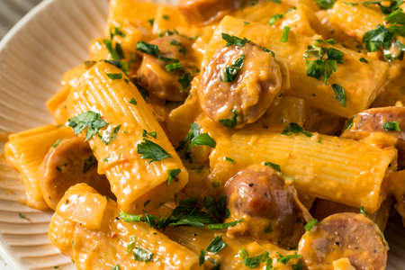 Homemade Sausage and Fennel Rigatoni with Cream Sauceの写真素材