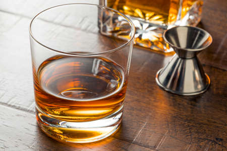 Delicious Bourbon Whiskey Neat in a Glassの写真素材