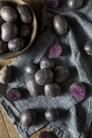 Raw Organic Purple Baby Potatoes Ready to Cookの写真素材