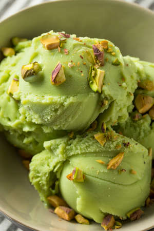 Homemade Green Pistachio Ice Cream Ready to Eat