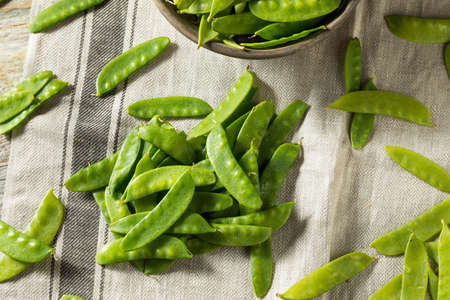 Raw Green Organic Snow Peas Ready to Eat
