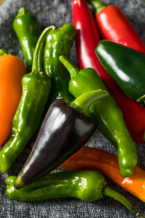 Raw Organic Assorted Hot Peppers Ready to Cook