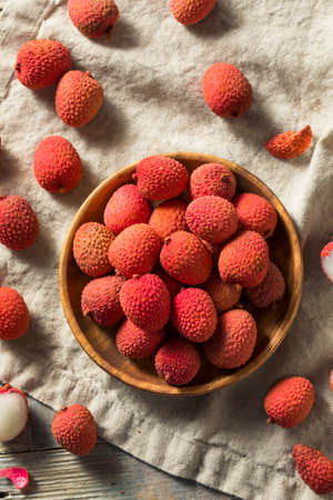 Raw Red Organic Lychee Fruit Ready to Eatの写真素材