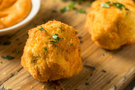 Homemade Deep Fried Potato Croquettes with Sauce