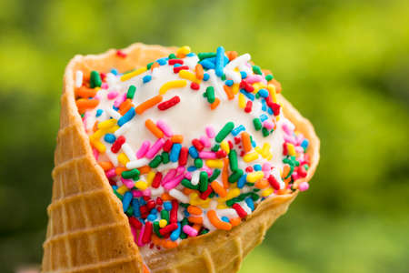 Sweet Sugary Ice Cream Cone Outside Ready to Eat