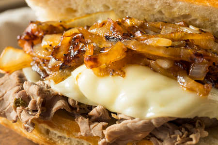 Homemade Beef French Dip Sandwich with French Friesの写真素材