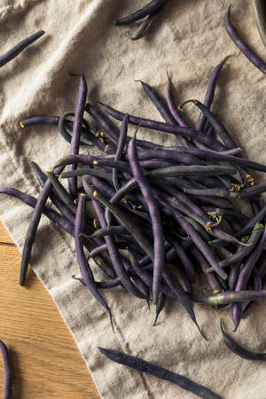 Raw Purple Organic String Beans Ready to Cook