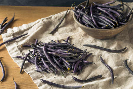 Raw Purple Organic String Beans Ready to Cook