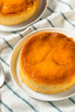 Sweet Homemade Spanish Flan Dessert with Caramel Sauce