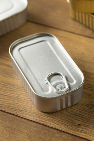 Organic Salty Canned Sardines in Olive Oilの写真素材