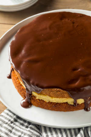 Homemade Chocolate Boston Cream Pie Ready to Eat