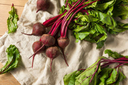 Raw Red Organic Beet Roots with Stems