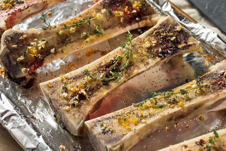 Homemade Roasted Beef Bone Marrow with Thyme and Lemon