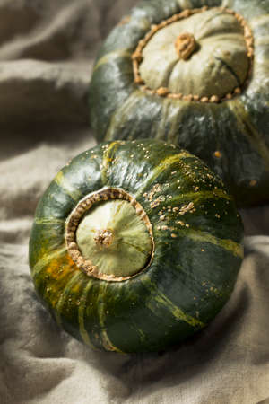 Raw Organic Buttercup Squash Ready to Cutの写真素材