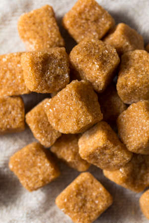 Raw Organic Brown Sugar Cubes Ready to Useの写真素材