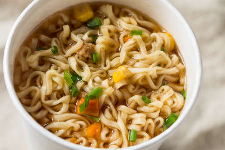 Instant Ramen Noodles in a Cup with Beef Flavoring