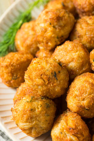 Homemade Seafood Mini Crab Cake Balls with Tartar Sauce