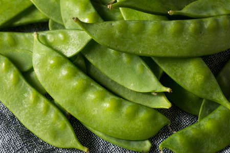 Raw Green Organic Snow Peas Ready to Eatの写真素材