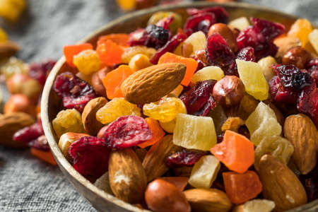Healthy Dried Fruit and Nut Mix with Almonds Raisins Cranberriesの写真素材