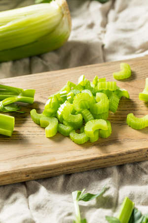 Raw Green Organic Celery Ready to Chop