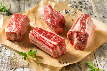 Raw Organic Beef Short Ribs Ready to Cookの写真素材