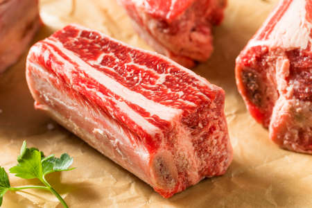 Raw Organic Beef Short Ribs Ready to Cookの写真素材