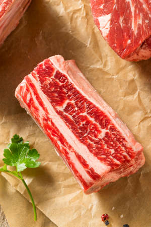 Raw Organic Beef Short Ribs Ready to Cookの写真素材