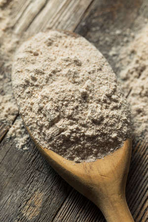 Organic Whole Wheat Flour in a Bowlの写真素材