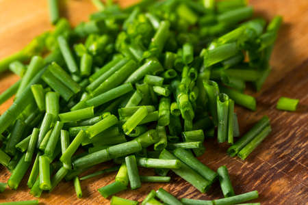 Raw Green Organic Flowering Chives Ready to Cook With