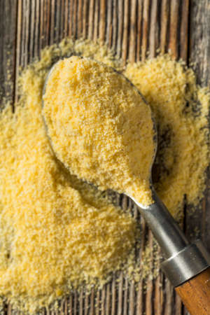 Raw Organic Masarepa Corn Meal in a Bowlの写真素材