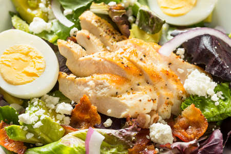 Homemade Healthy Green Goddess Salad with Chicken and Baconの写真素材