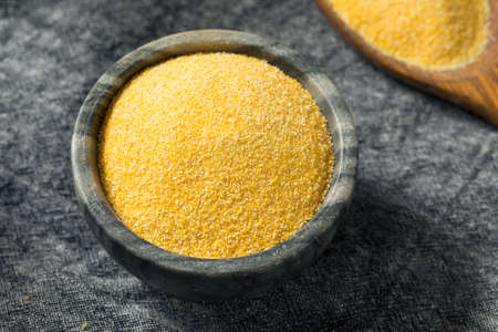Dry Organic Corn Meal in a Bowl
