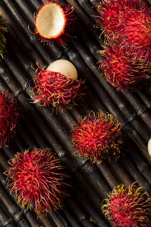 Raw Red Organic Rambutan Fruit Ready to Eat