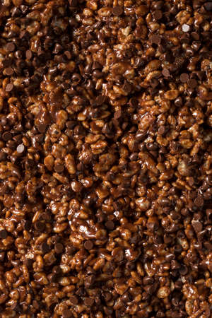 Homemade Chocolate Rice Crispy Treats with Marshmallowsの写真素材