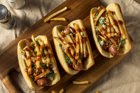 Homemade Cleveland Polish Boy Sandwich with BBQ and French Fries