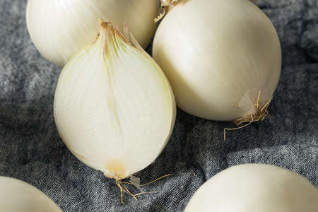 Organic White Sweet Onions Ready to Cook Withの写真素材
