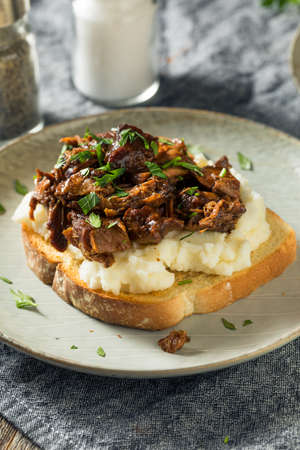Homemade Indiana Manhatten Hot Rost Beef Sandwich with Mashed Potatoes