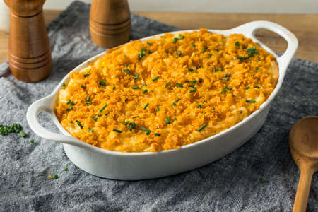 Homemade Funeral Potatoes Casserole with Cheese and Chives