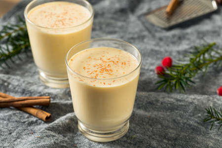 Homemade Eggnog in a Glass for the Holidaysの写真素材
