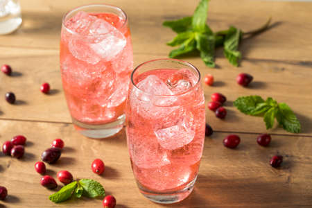 Refreshing Cranberry Lemon Lime Soda with Iceの写真素材
