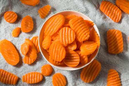 Raw Orange Organic Carrot Chips Cut into Slices